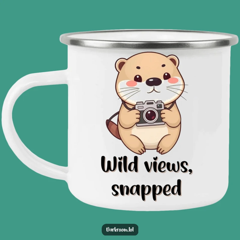 Funny Otter Photographer Camping Mug: Vintage Camera Adventure Gift