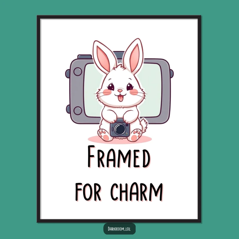 Funny Bunny Photographer Digital Art: Playful Posing Print Gift