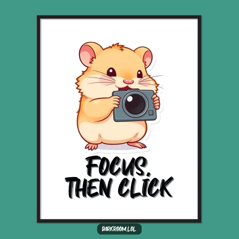 Funny Hamster Photographer Digital Art: Determined Shutterbug Print Gift