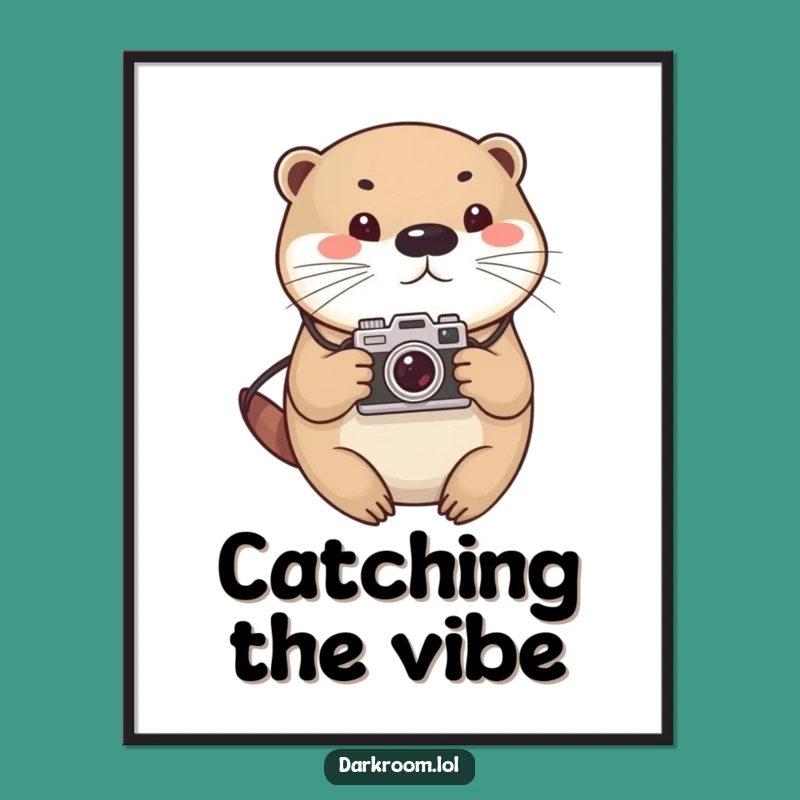 Funny Otter Photographer Poster: Vintage Camera Art Print Gift for Walls