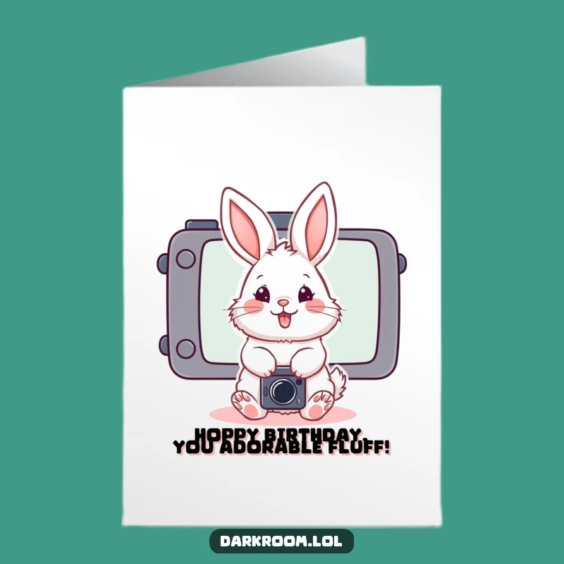 Free Printable Birthday Card: Bunny Photographer Strikes a Pose - Fun Birthday Download