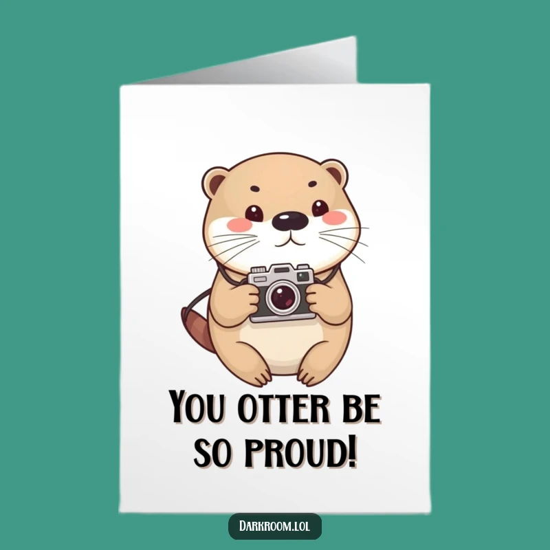 Free Printable Congrats Card: Otter Photographer Celebrates Your Success - Funny Downloadable Gift