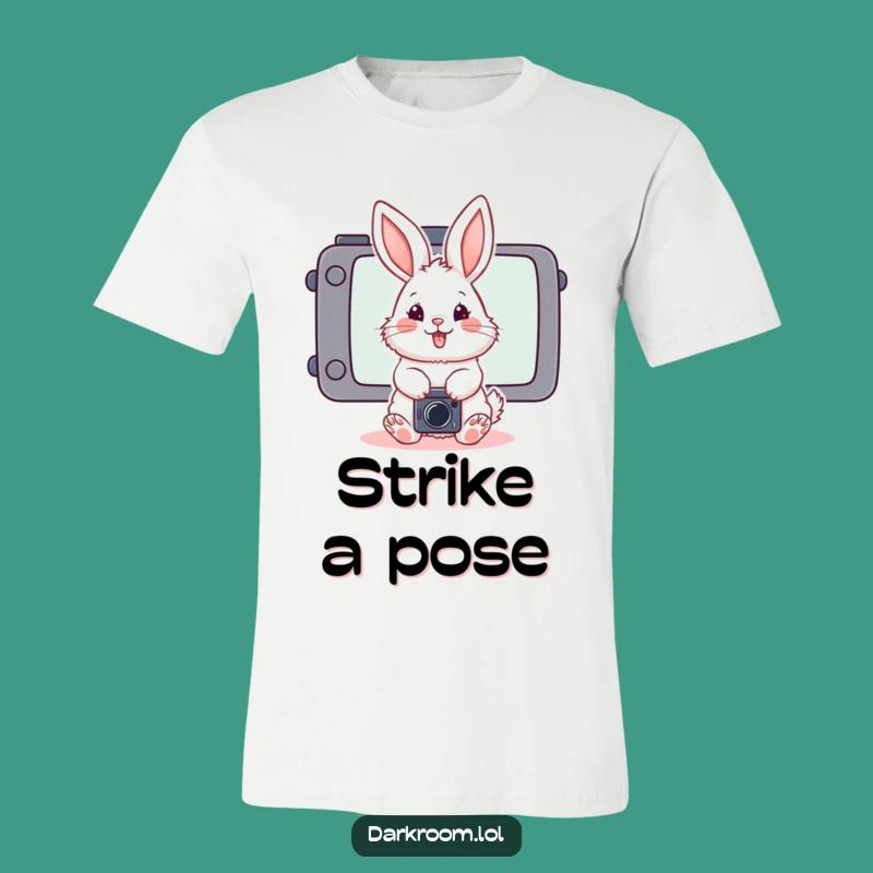 Funny Bunny Photographer T-Shirt: Playful Posing Camera Tee
